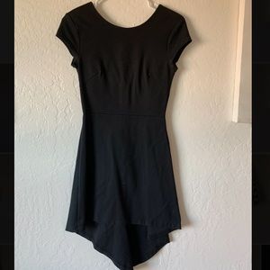 Black dress, draped back